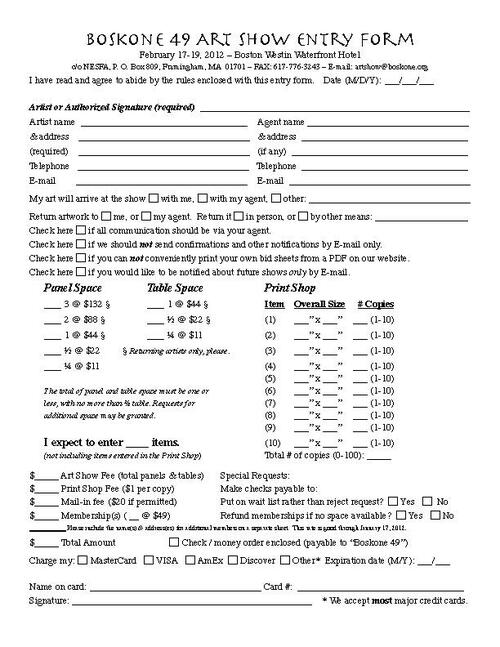 Artist Entry Form